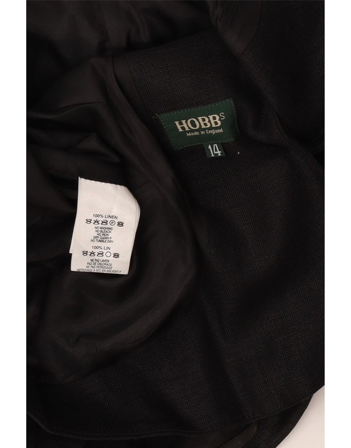 Hobbs Veste blazer courte à 3 boutons pour femme UK 14 Lin noir moyen