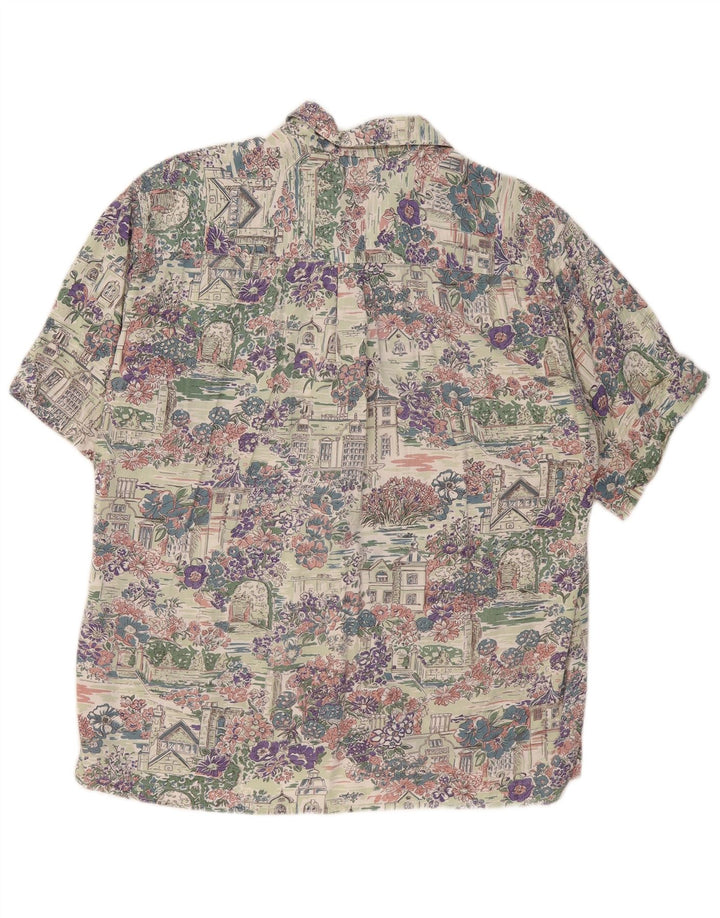 ELEGANCE Chemise à Manches Courtes Homme Taille 41/42 Grand Floral Multicolore