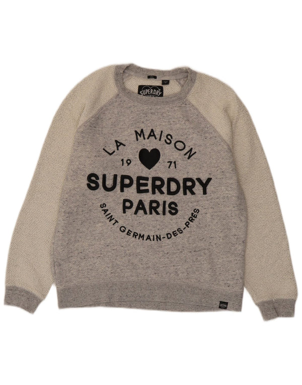 Superdry Sweat-shirt graphique pour femme UK 10 Small Gris Colourblock