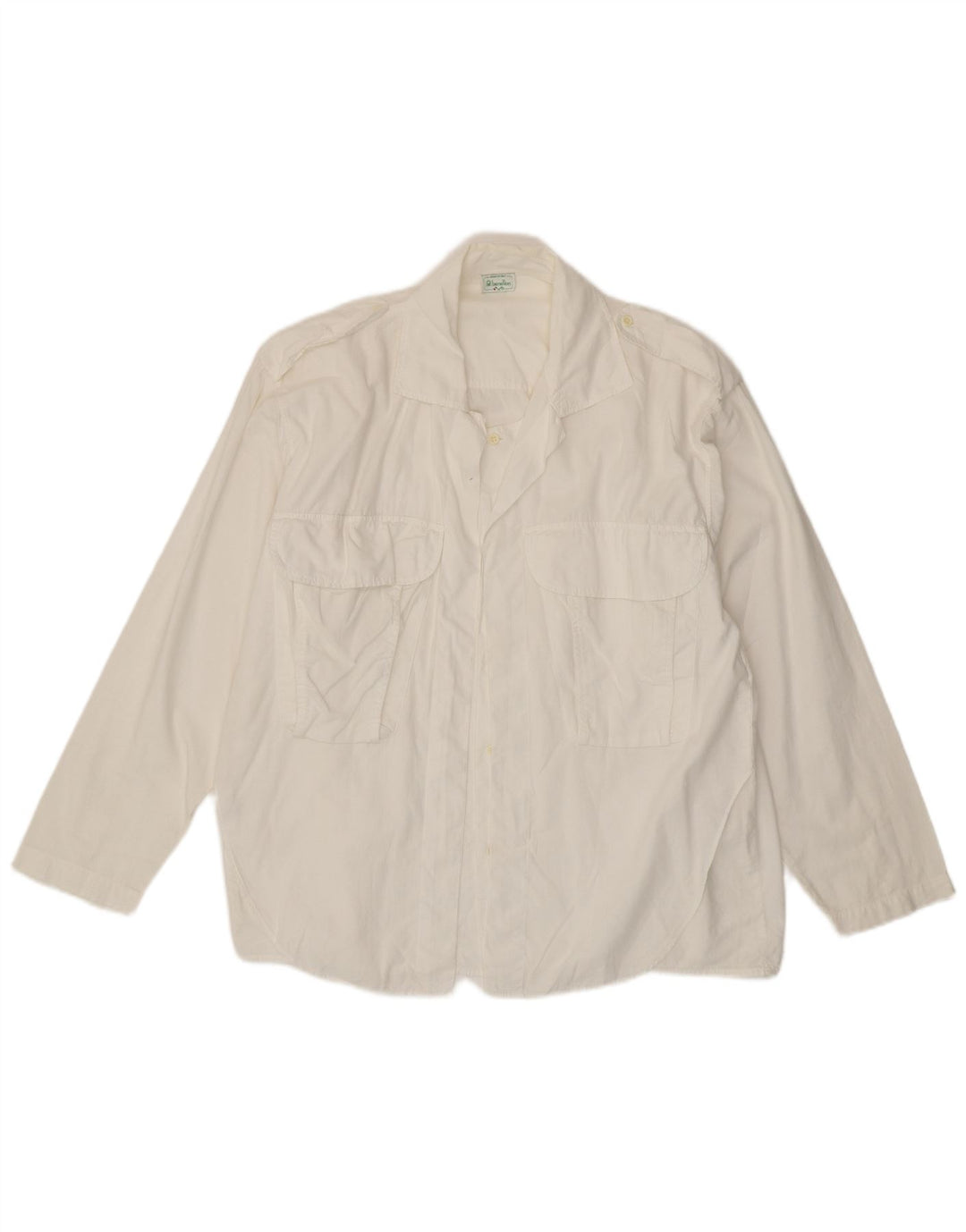 Benetton Chemise Militaire Blanc Moyen Coton Homme