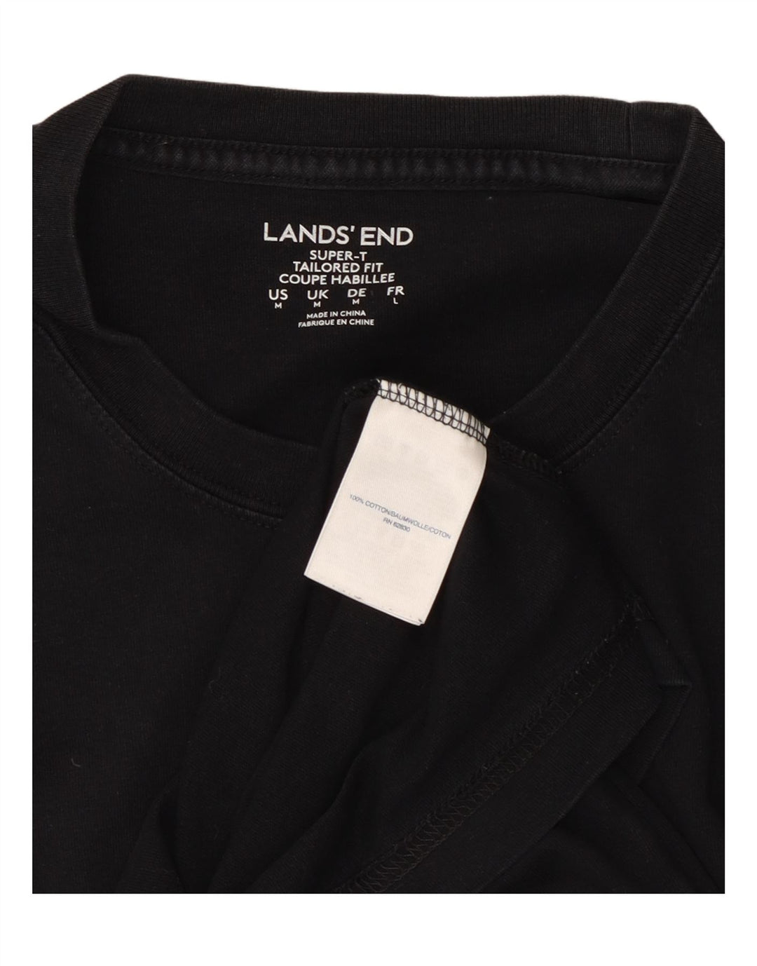 LANDS END T-shirt coupe ajustée pour homme en coton noir moyen