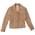 Blouson motard en daim pour femme seulement IT 40 petit cuir beige