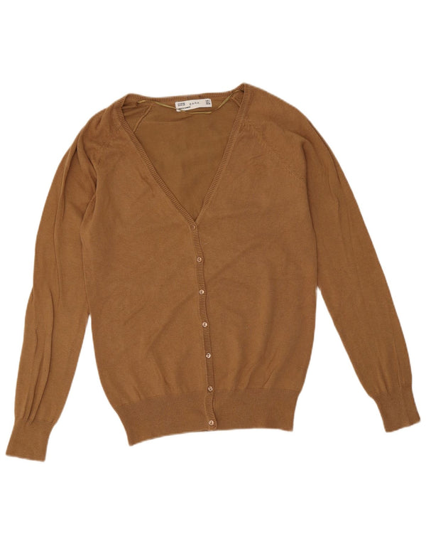 Zara Cardigan Femme Pull UK 14 Grand Coton Beige