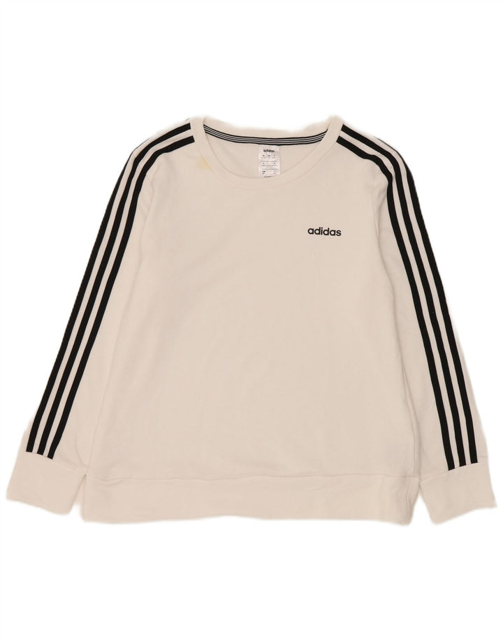 Adidas Climalite Sweatshirt Jumper UK 12/14 Medium Blanc Polyester