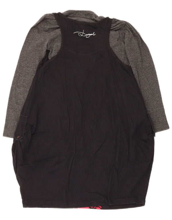Desigual Robe Bulle Graphique à Manches Longues Fille 7-8 Ans Coeur Noir