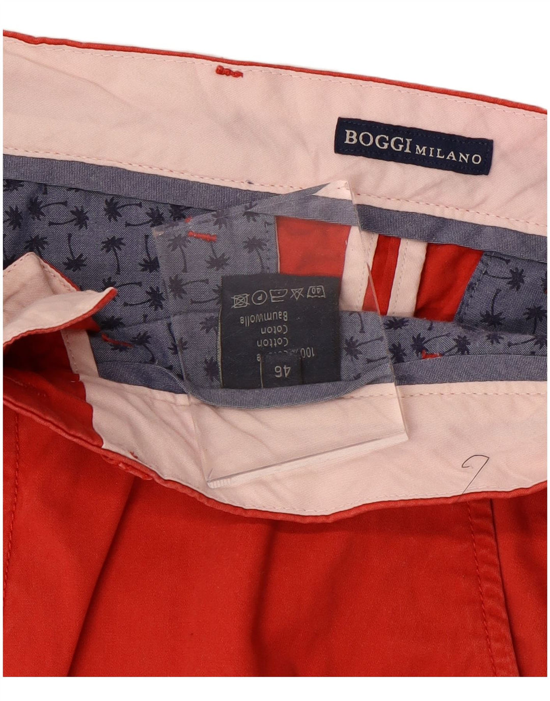 BOGGI Short Chino Milano Homme IT 46 Small W34 Rouge Coton
