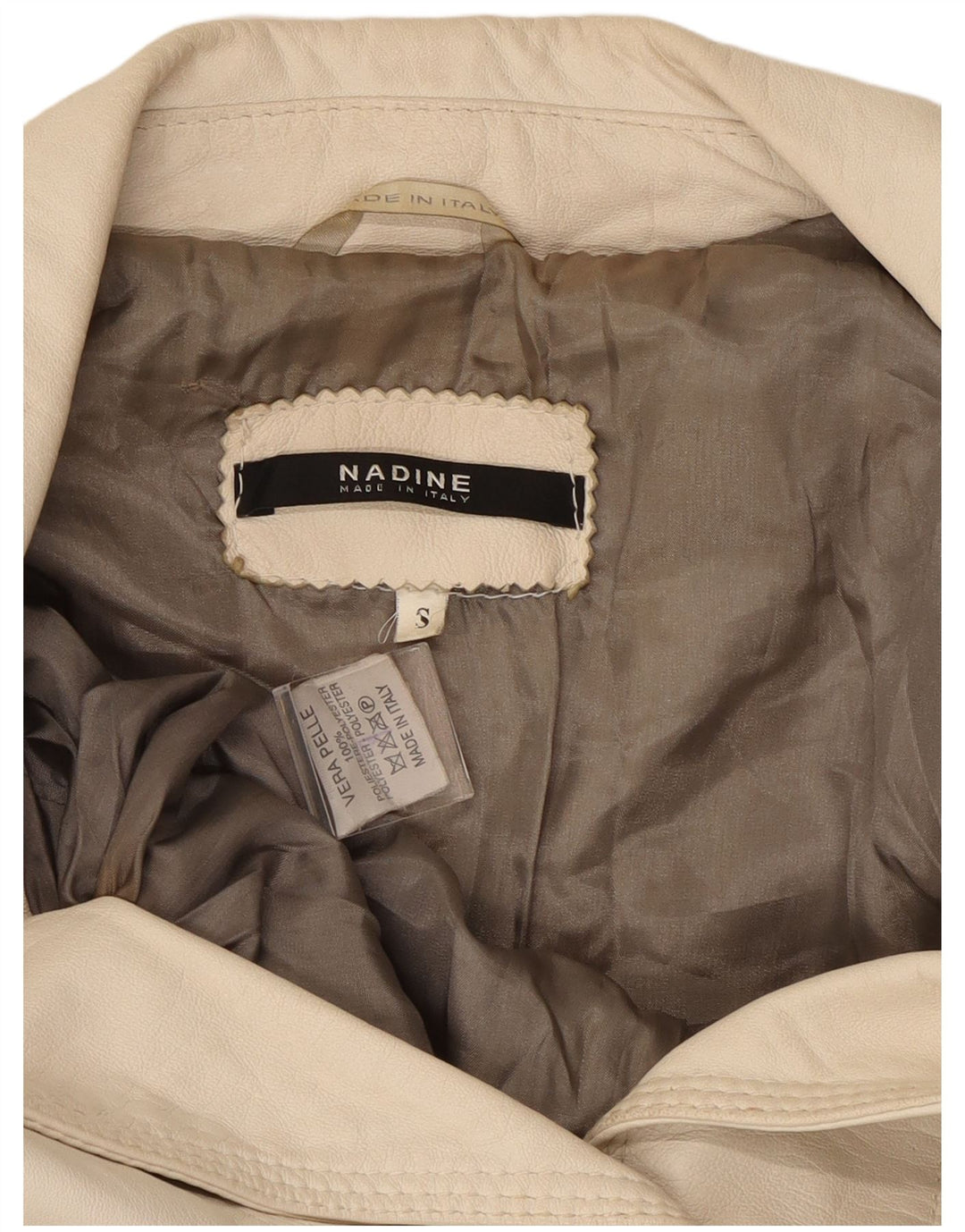 NADINE Veste blazer en cuir à 3 boutons pour femme UK 10 Petit cuir blanc