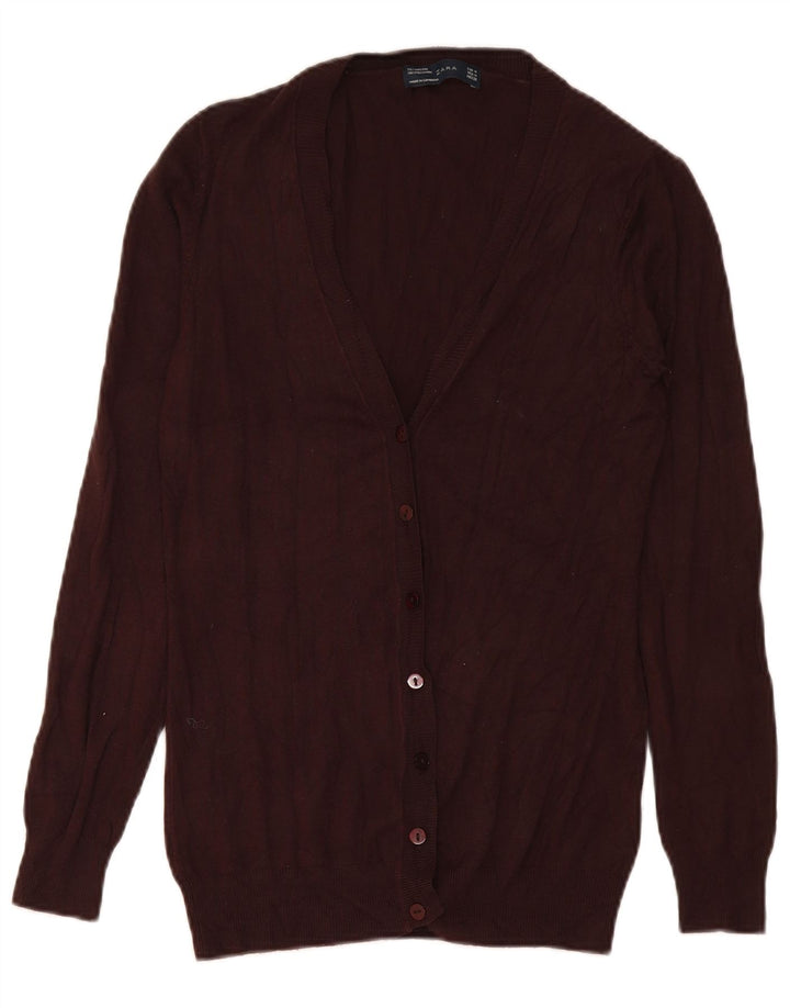 Zara Cardigan Femme Pull UK 12 Viscose Marron Moyen