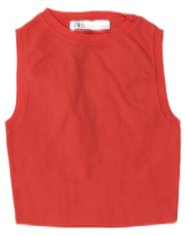Zara Womens Crop Vest Débardeur UK 8 Petit Rose
