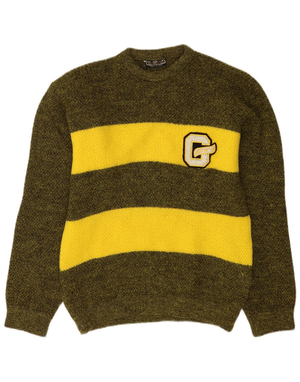 Gomena Pull graphique à col rond pour homme Vert moyen Colourblock