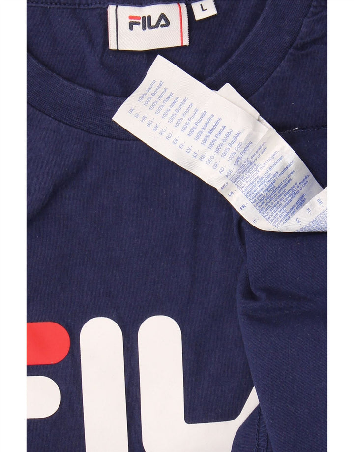 FILA Mens Graphic T-Shirt Top Large Navy Blue Cotton