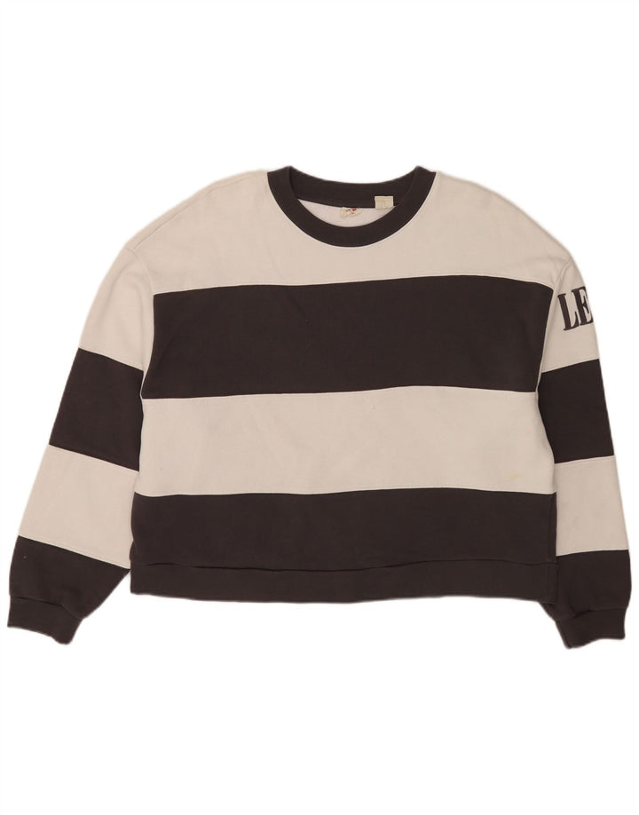 Levi's Sweat-shirt court surdimensionné pour femme UK 44 Medium Noir rayé
