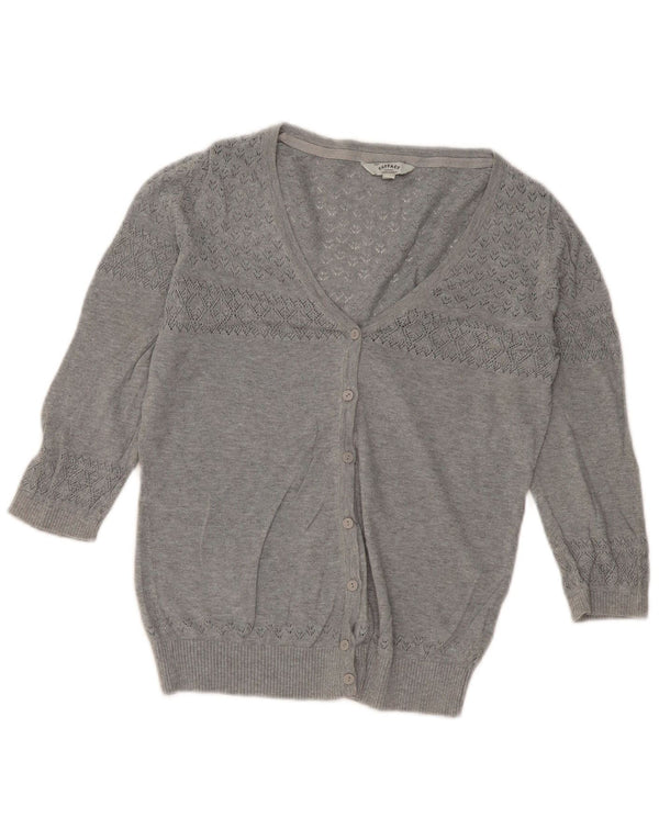 Fat Face Cardigan à manches 3/4 pour femme en coton gris Taille 36