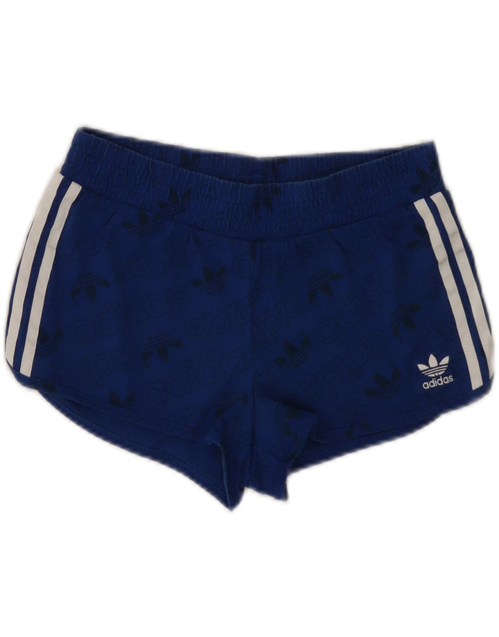 ADIDAS Short de sport graphique pour femme UK 8 Small Bleu