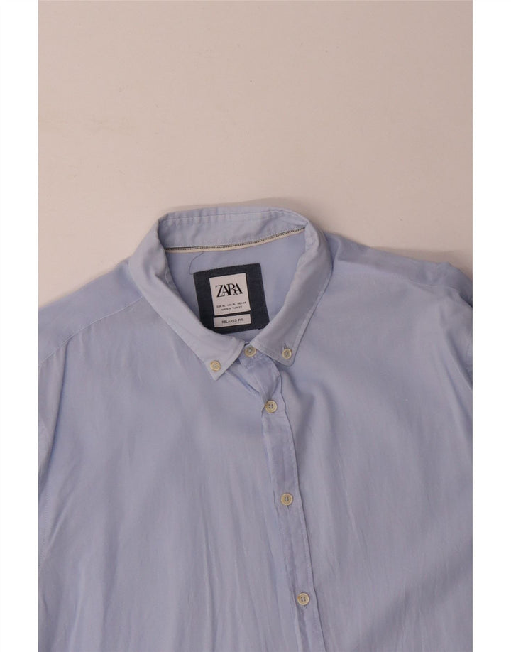 ZARA Chemise coupe décontractée pour hommes XL Bleu