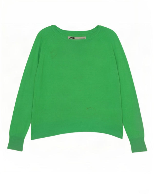 Zara Pull col bateau pour femme UK 10 Small Vert Viscose