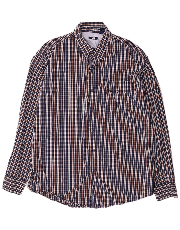 IZOD Chemise Homme XL Bleu Marine Carreaux Coton