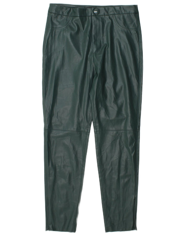 Zara Pantalon skinny taille haute en simili cuir pour femme Large W30 L28 Vert