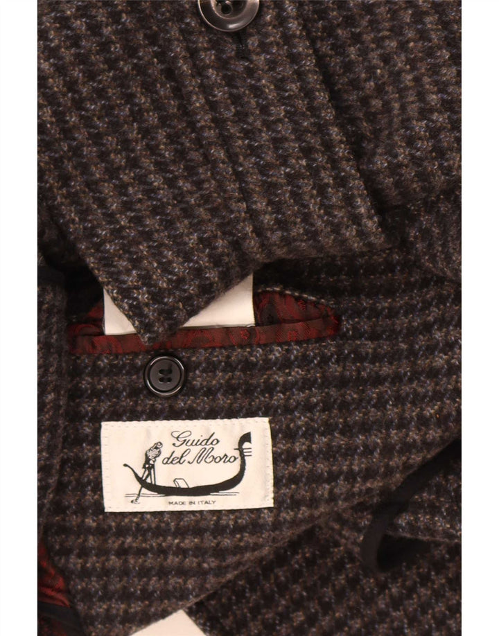 caban homme vintage IT 54 XL laine pied-de-poule gris