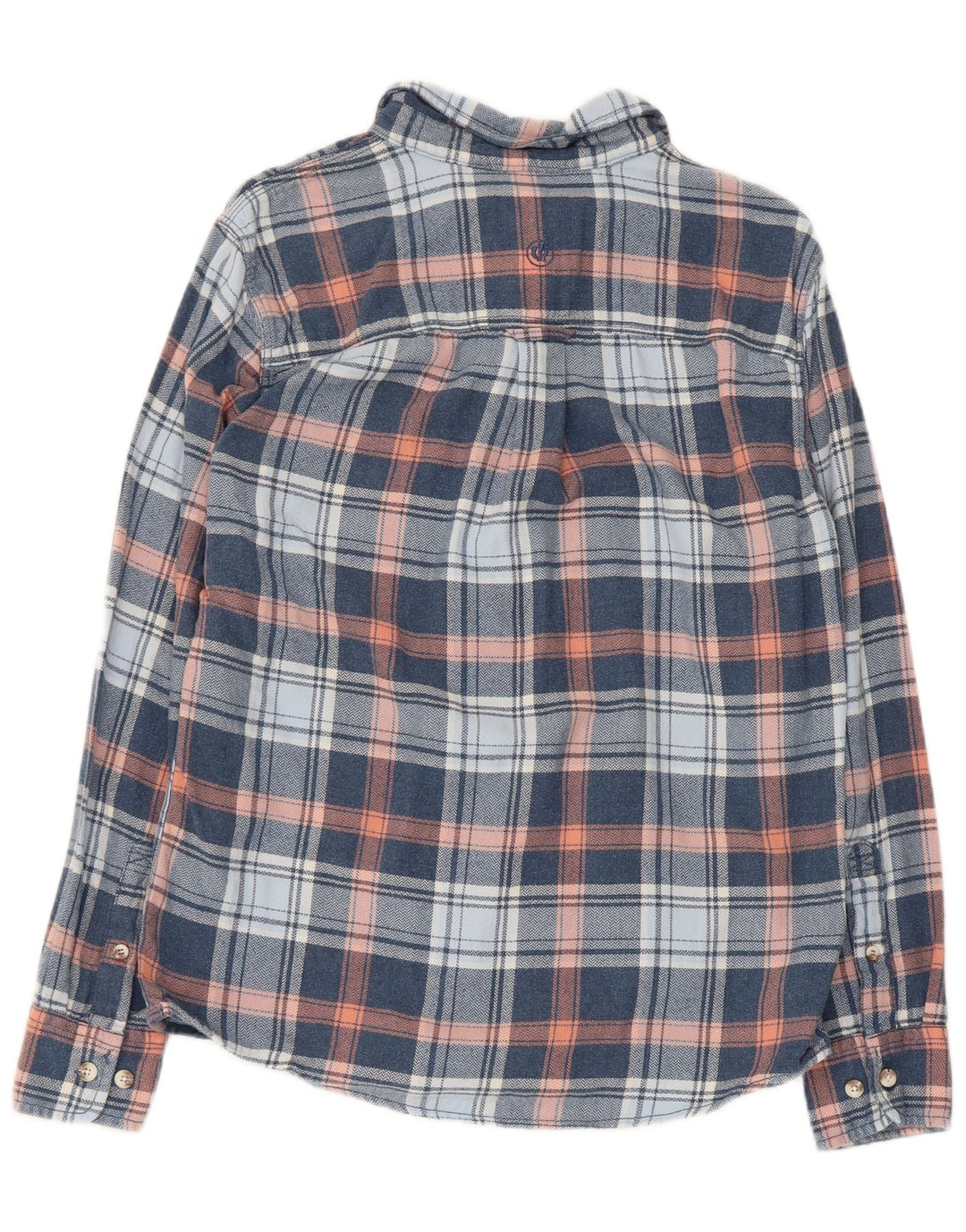 Fat Face Chemise Flanelle Homme Petit Carreau Bleu Coton