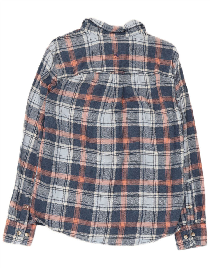 Fat Face Chemise Flanelle Homme Petit Carreau Bleu Coton