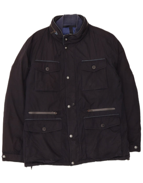 Massimo Dutti Manteau coupe-vent à capuche pour homme UK 40 Large Bleu marine