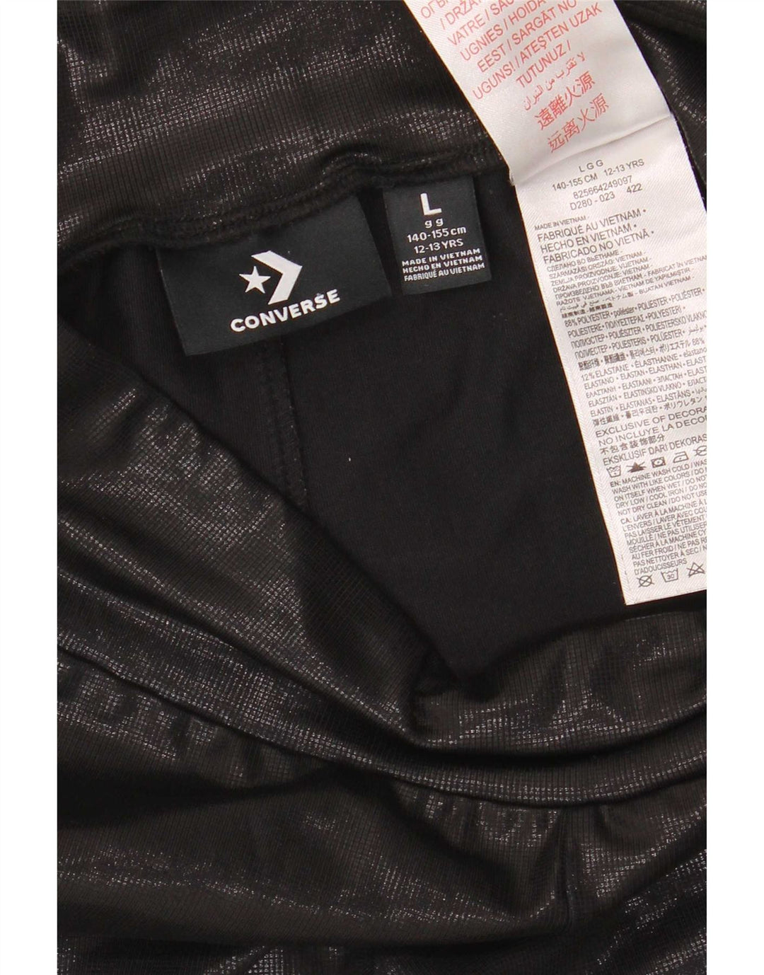 Converse Leggings Filles 12-13 ans Large Noir Polyester
