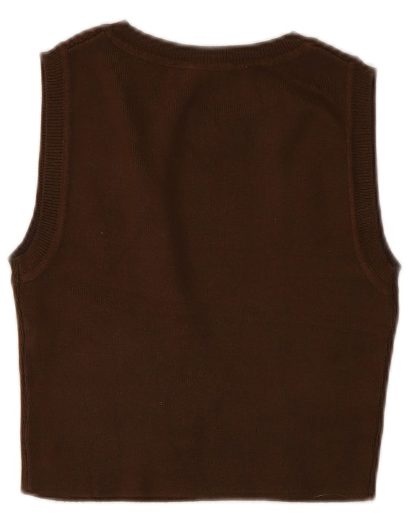 Zara Womens Crop Vest Tank Top UK 8 Small Brown Viscose