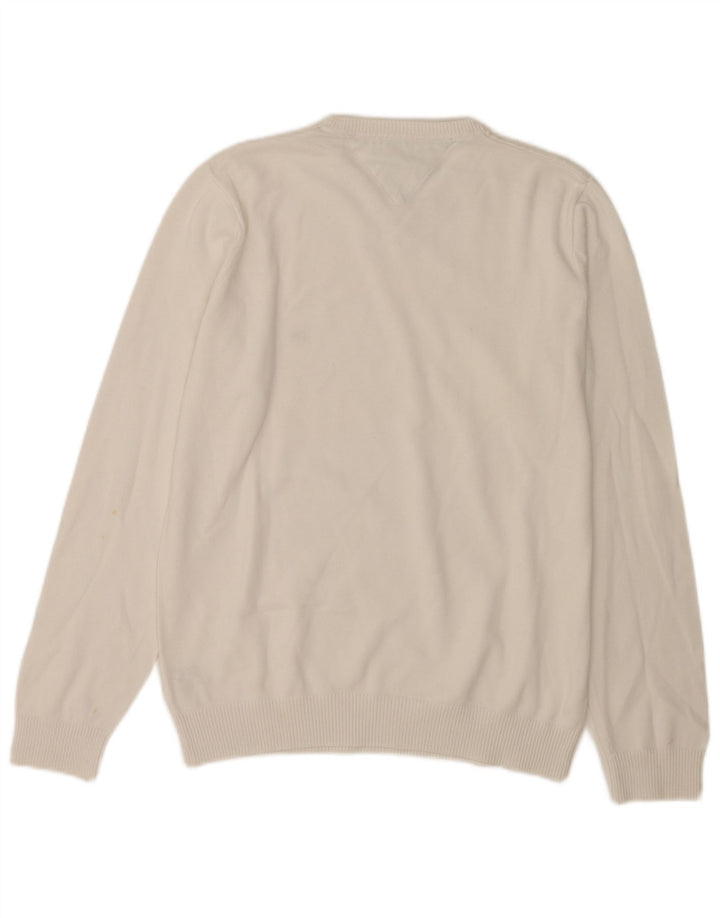 Tommy Hilfiger Pull Col V Homme Blanc Moyen Coton