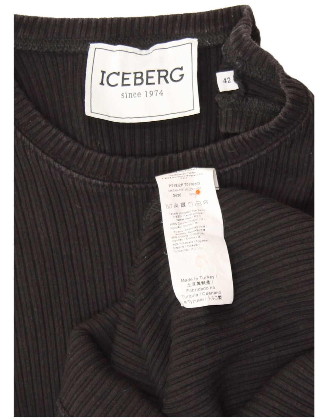 ICEBERG Débardeur Femme IT 42 Coton Noir Moyen