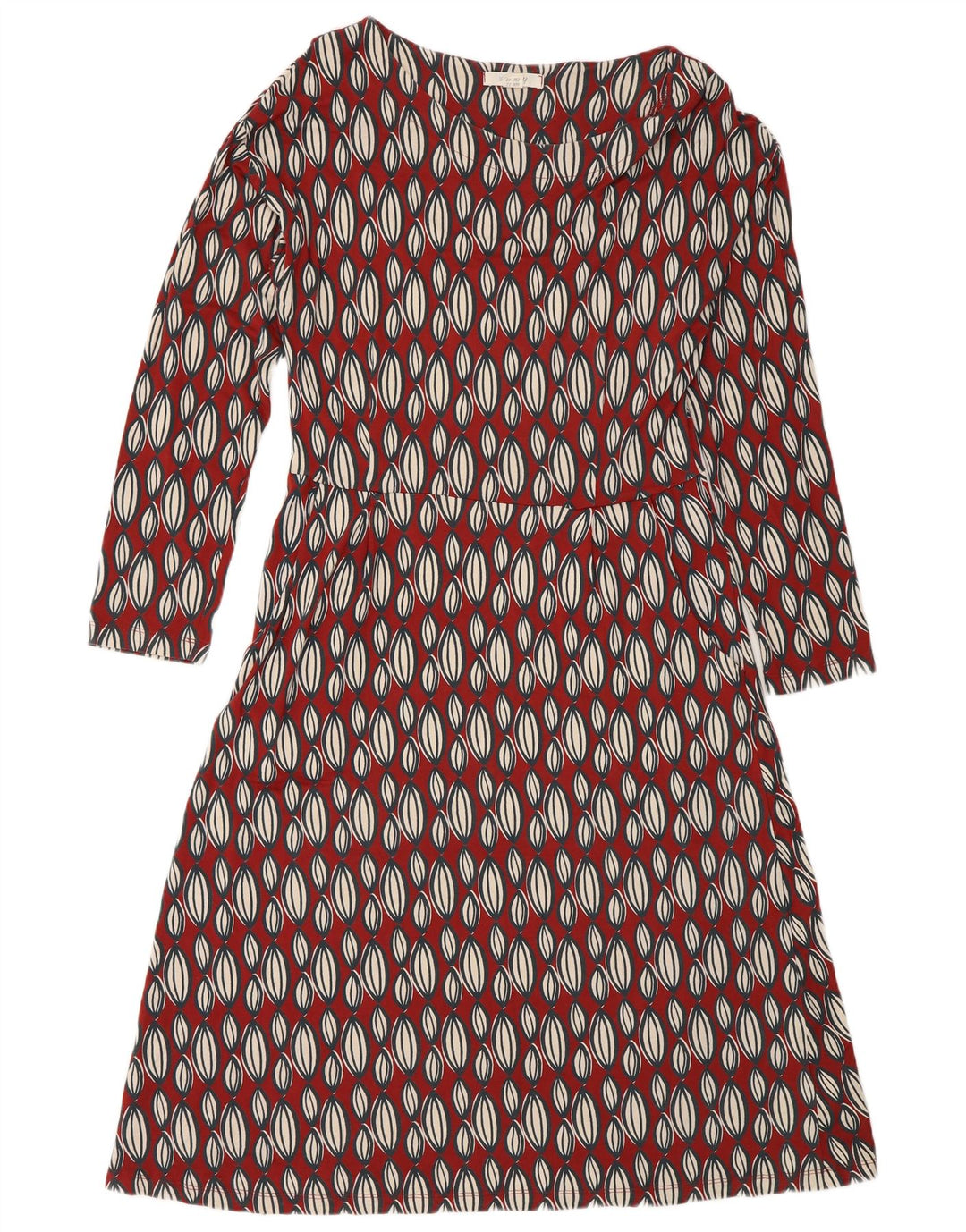 Robe trapèze à manches longues White Stuff pour femme UK 42, rouge moyen géométrique
