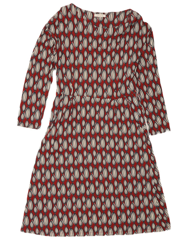 Robe trapèze à manches longues White Stuff pour femme UK 42, rouge moyen géométrique