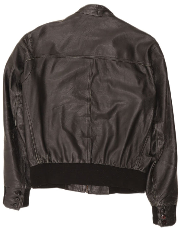 Kikc Veste en cuir pour homme UK 38 Medium Noir