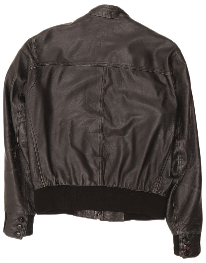 Kikc Veste en cuir pour homme UK 38 Medium Noir