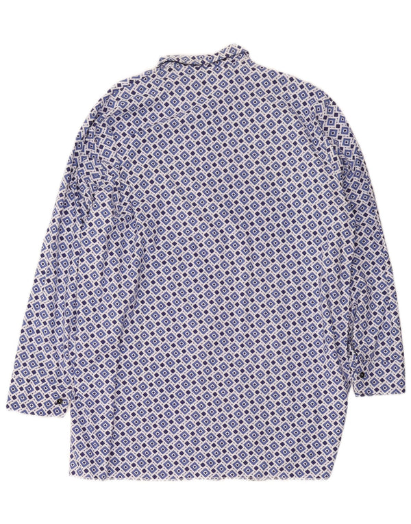 vintage Chemise Homme Taille 42 Grand Bleu Géométrique