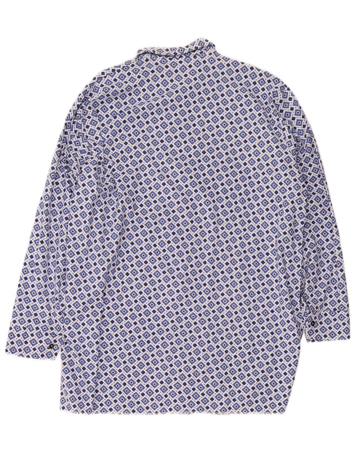 vintage Chemise Homme Taille 42 Grand Bleu Géométrique