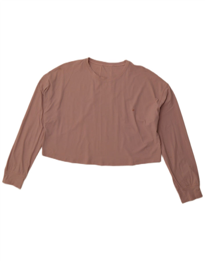 LULULEMON Haut court à manches longues et coupe ample pour femme UK 14 Rose moyen