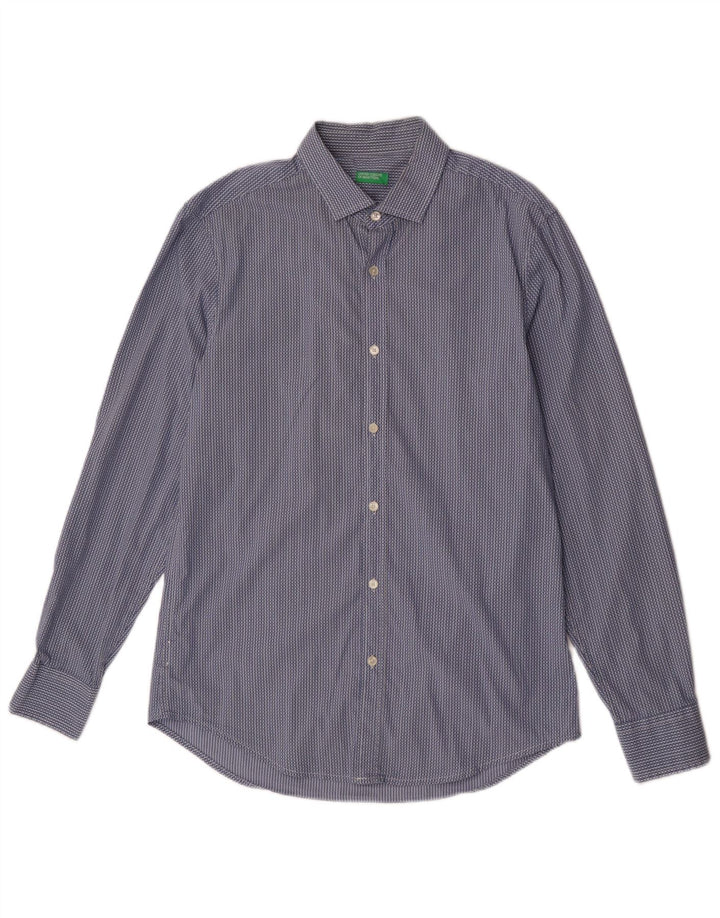 Benetton Chemise Homme Large Bleu Rayé Coton