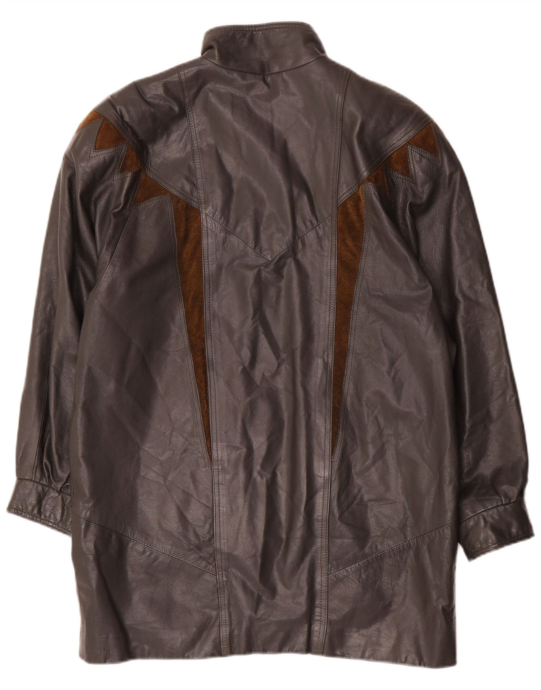 manteau en cuir surdimensionné femme vintage EU 40 Colorblock gris moyen