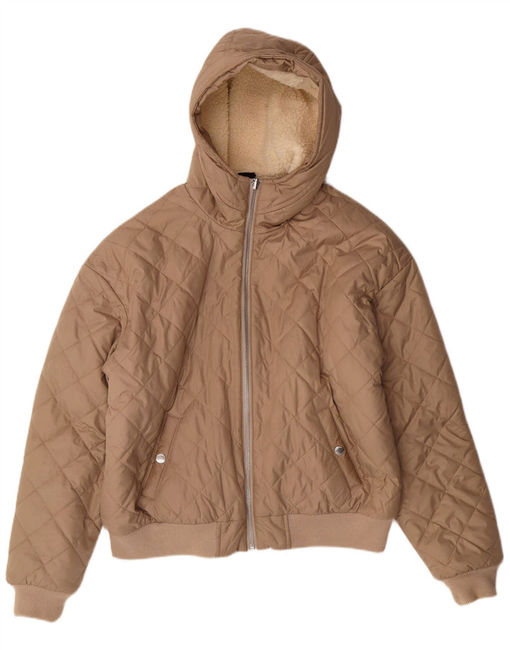 HOLLISTER Veste matelassée à capuche pour femme UK 10 Small Beige Polyester