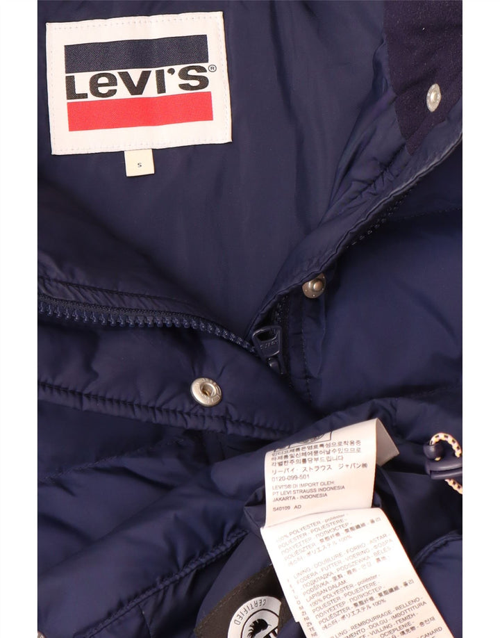 LEVI'S Veste matelassée à capuche surdimensionnée pour femme UK 10 Small Bleu marine