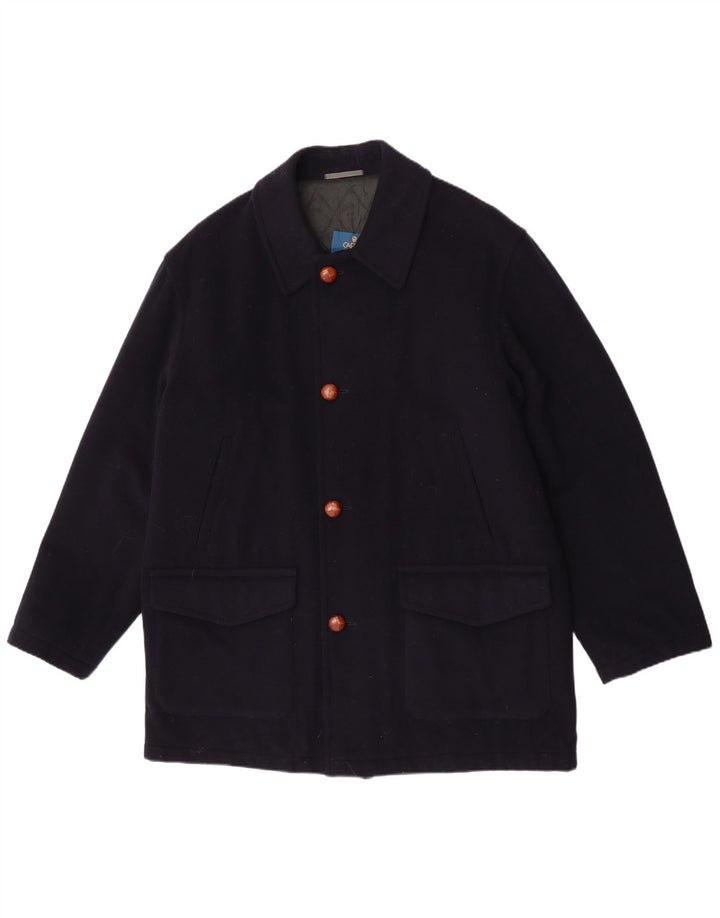 César Manteau Homme UK 42 XL Bleu Marine Laine Vierge