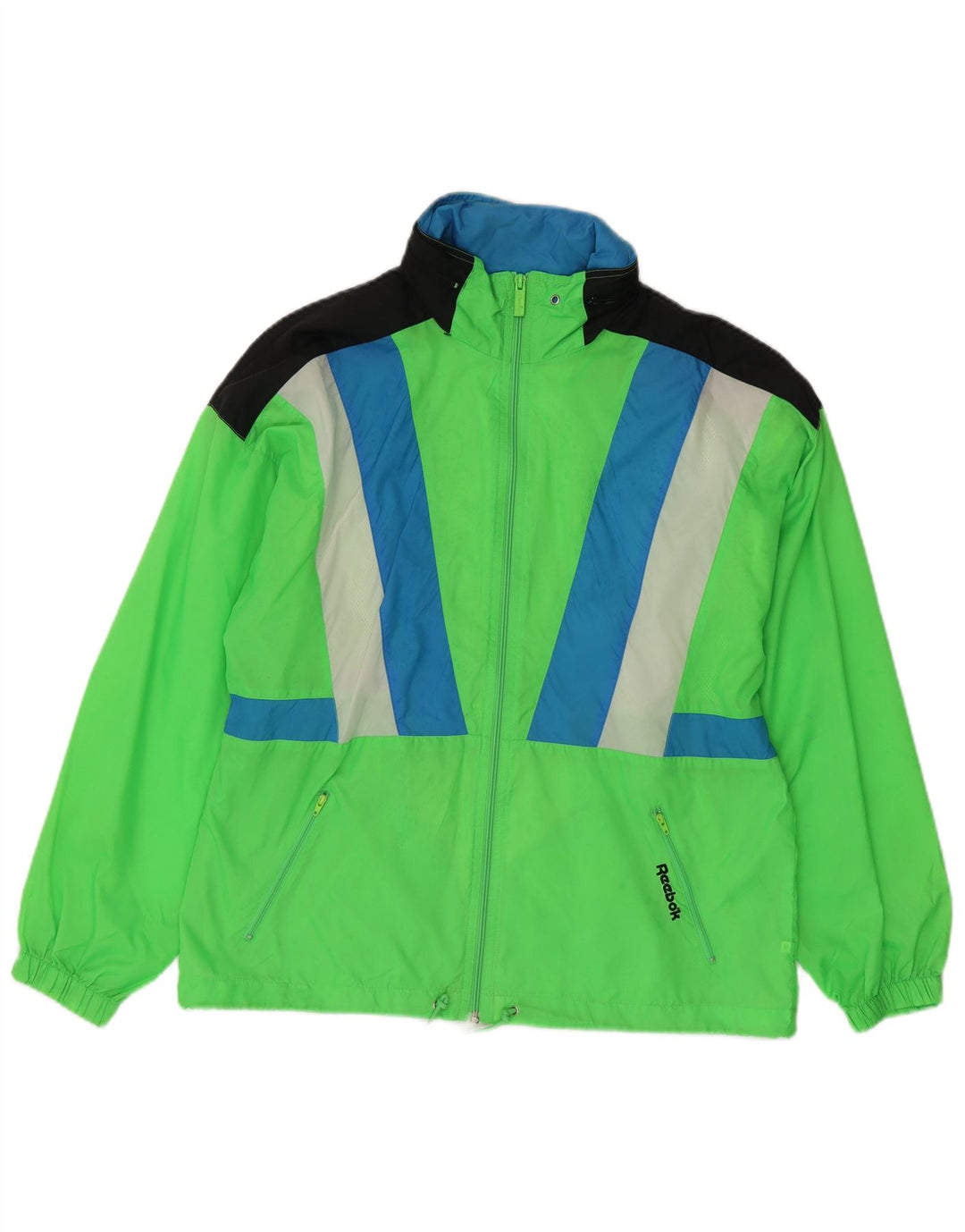 Reebok Veste de Pluie Homme UK 38 Nylon Colorblock Vert Moyen