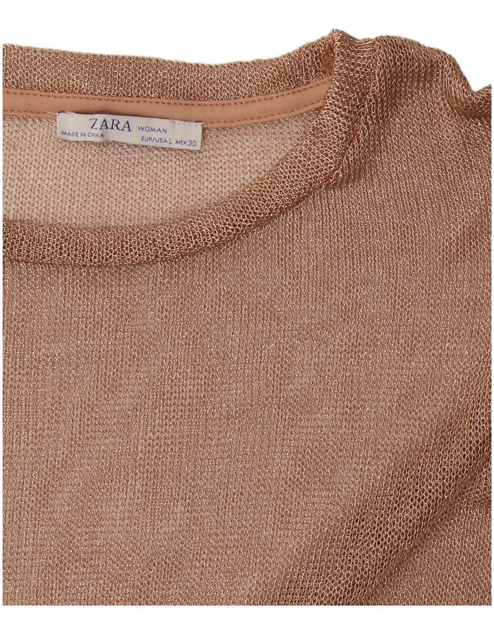 Zara Haut à manches longues pour femme UK 16 Large Doré
