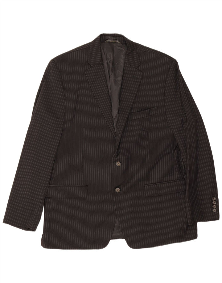 Ralph Lauren Veste blazer à 2 boutons pour homme UK 46 2XL Laine à fines rayures noires