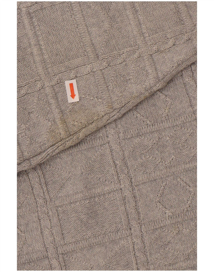 vintage Homme Col V Pull Pull IT 50 Gris Moyen Polyacrylique