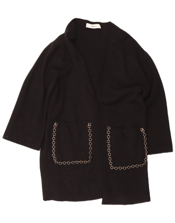 Zara Cardigan ouvert long pour femme UK 16 Large Noir