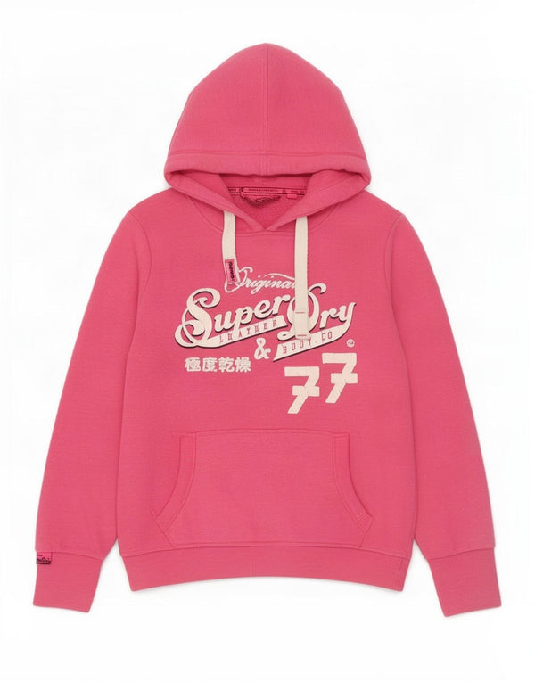 Superdry Pull à capuche graphique pour femme UK 18 XL Coton rose