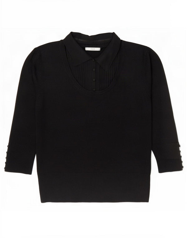 Marks & Spencer Pull à col polo pour femme UK 12 Noir moyen