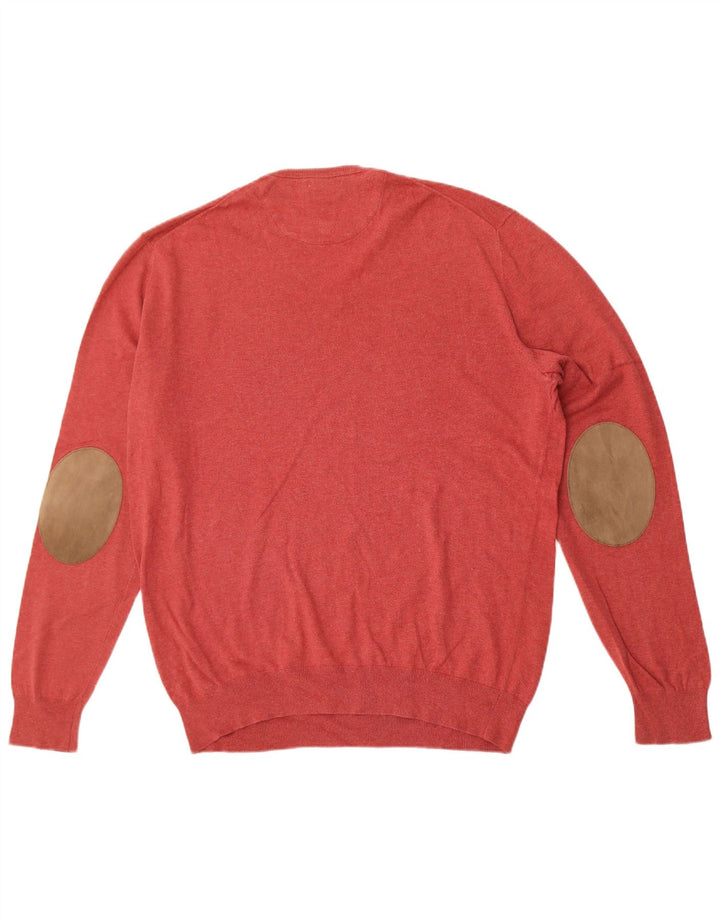 Massimo Dutti Pull Col V Homme XL Rouge Coton